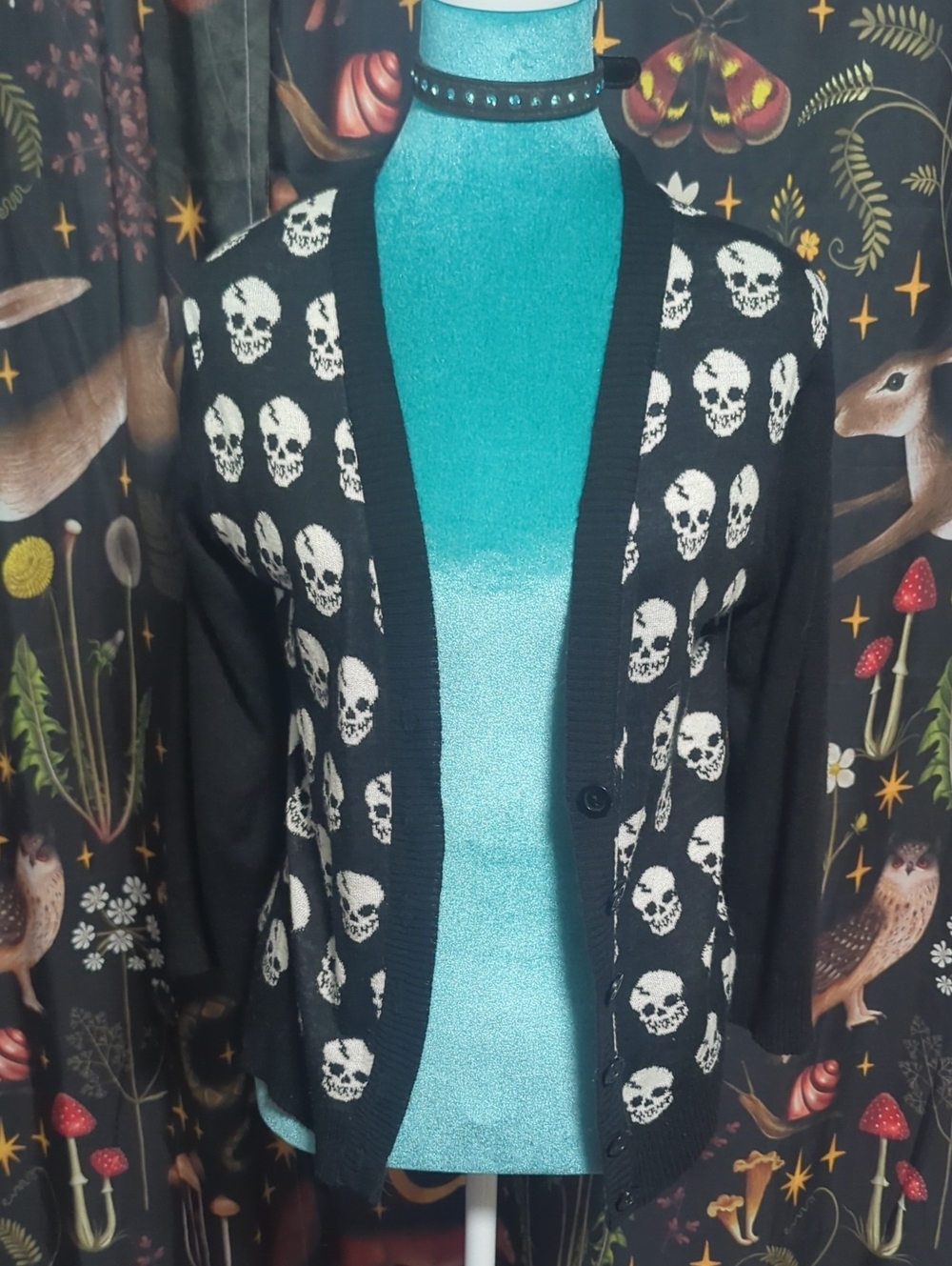 Y2k Goth Skull Sweater Lace Back